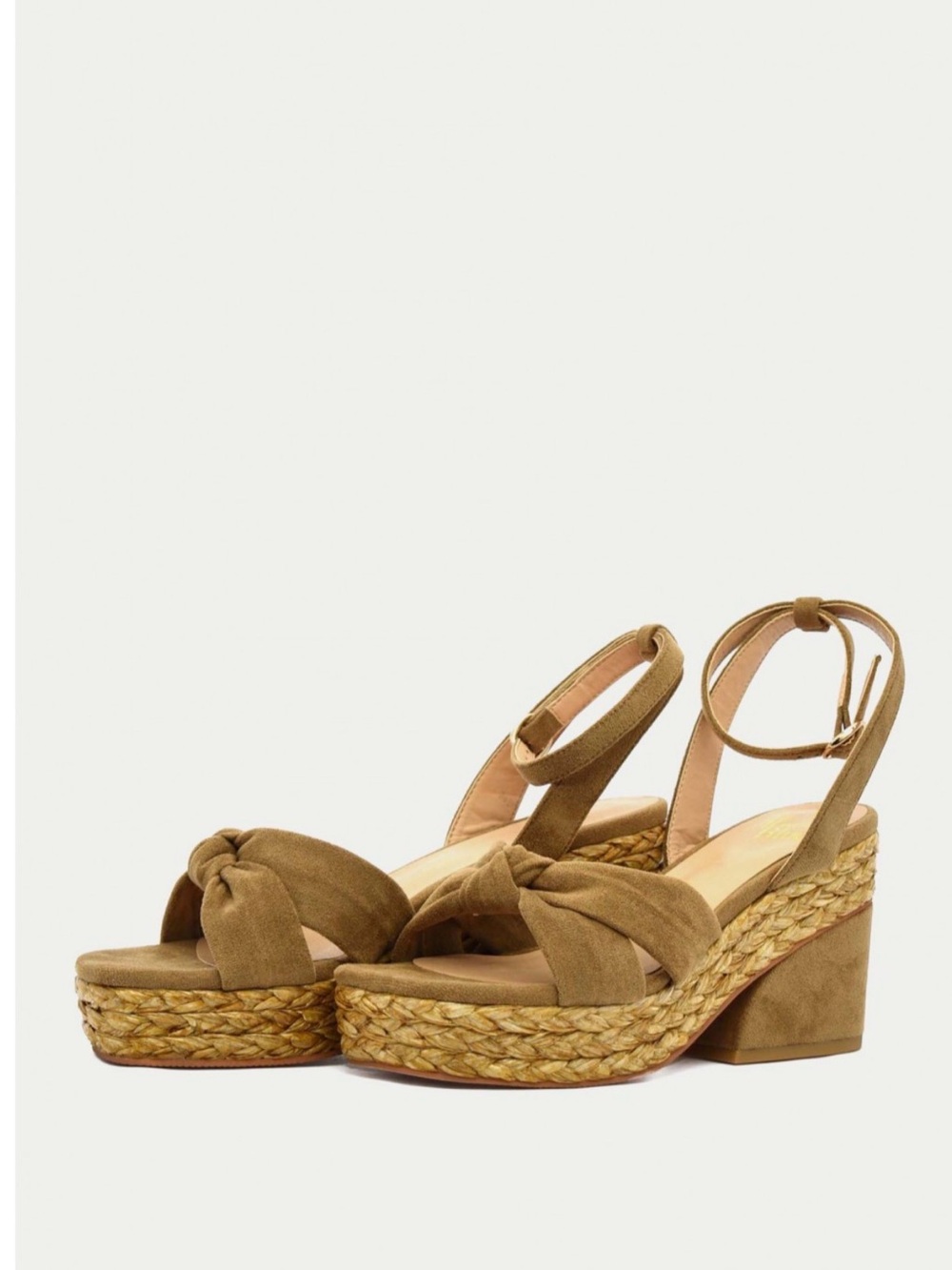 Vince Camuto Tan Bow Espadrille Platform Block Heel Sandals 5M NWOB